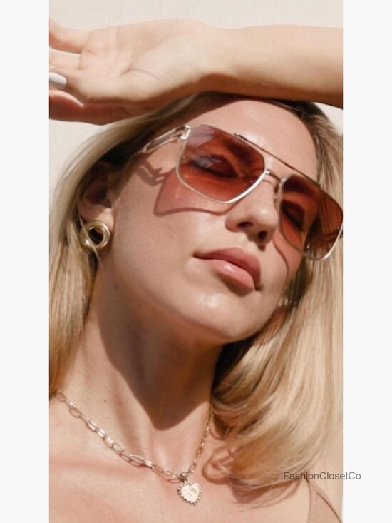 Retro Oversized Square Sunglasses with UV400 Protection Metal Frame Unisex main image 2